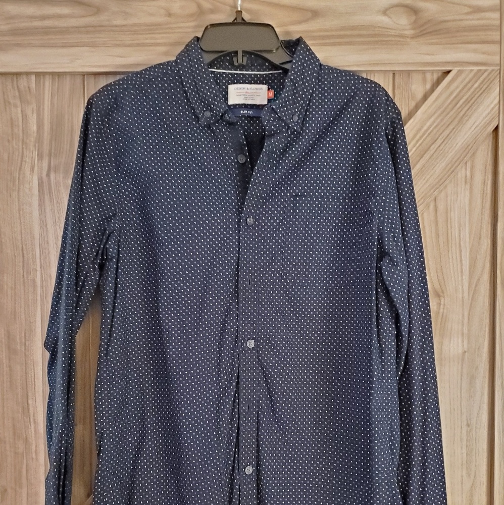Denim & Flowers Slim Long Sleeve Button Up M